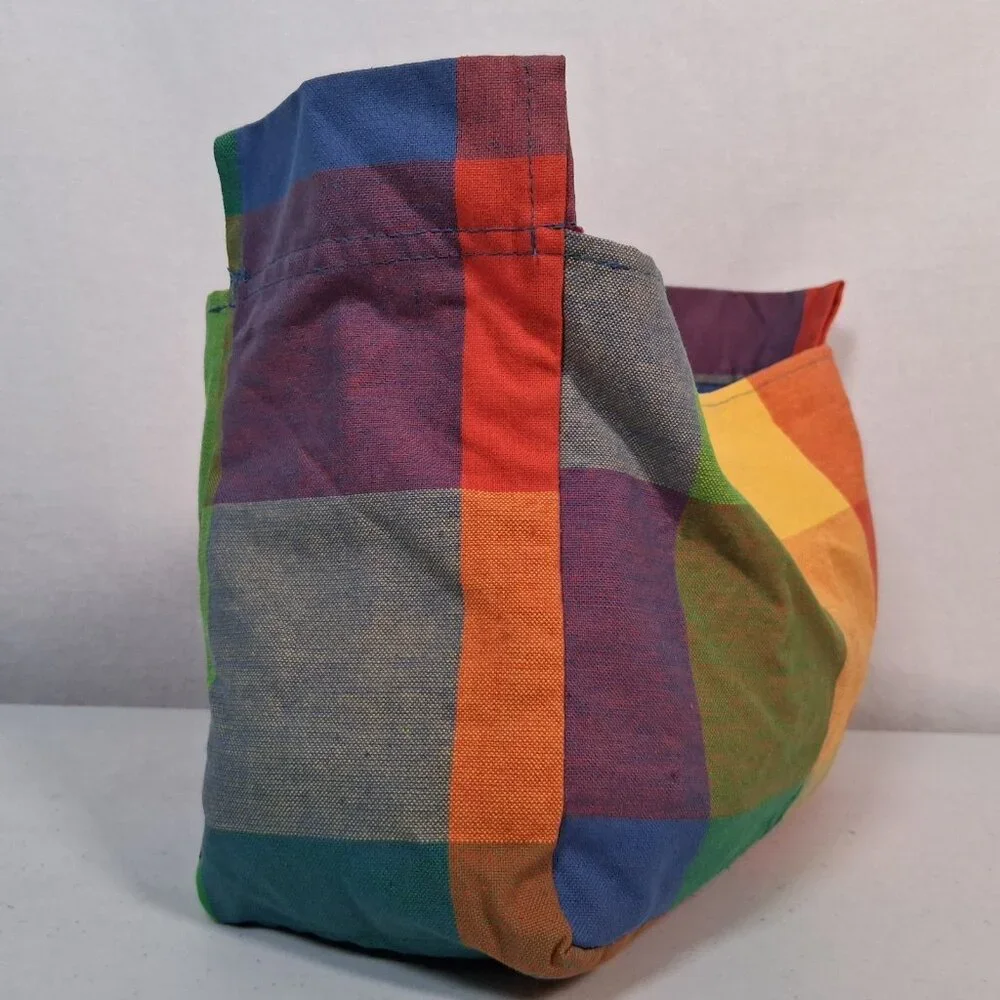 IKEA Replacement Hanging Bag Sack For Organizer Single Rainbow Plaid Canvas